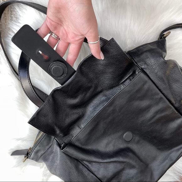 Sundance | Pandora Black Leather Bag Satchel Purse Handbag Made In Italy Tote - Picture 12 of 12